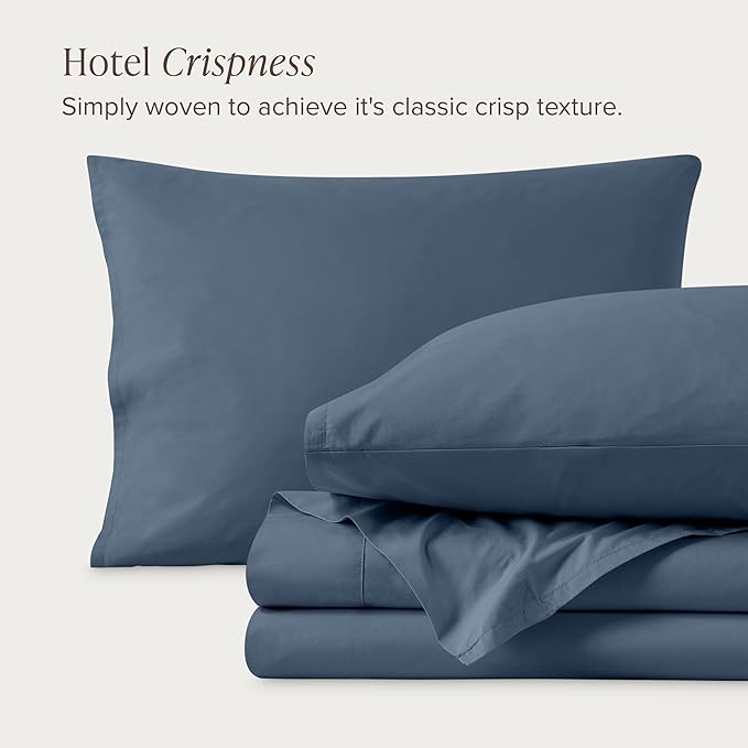 Bare Home 100% Organic Cotton Full XL Sheet Set - Crisp Percale Weave - Lightweight & Breathable - Bedding Sheets & Pillowcases (Full XL, Bering Sea)