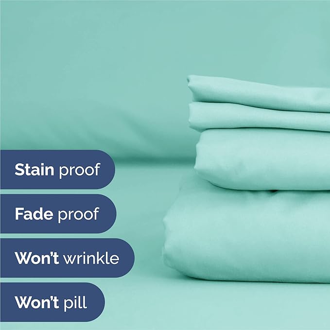 King Sheets Set 6 Piece - Includes 4 Pillowcases - Bed Sheets King Size - Soft Hotel Luxury Bedding - Cooling, Comfy, Cozy & Breathable - 1 Flat & 1 Fitted & 4 Pillowcases w/ Deep Pockets - Spa Blue