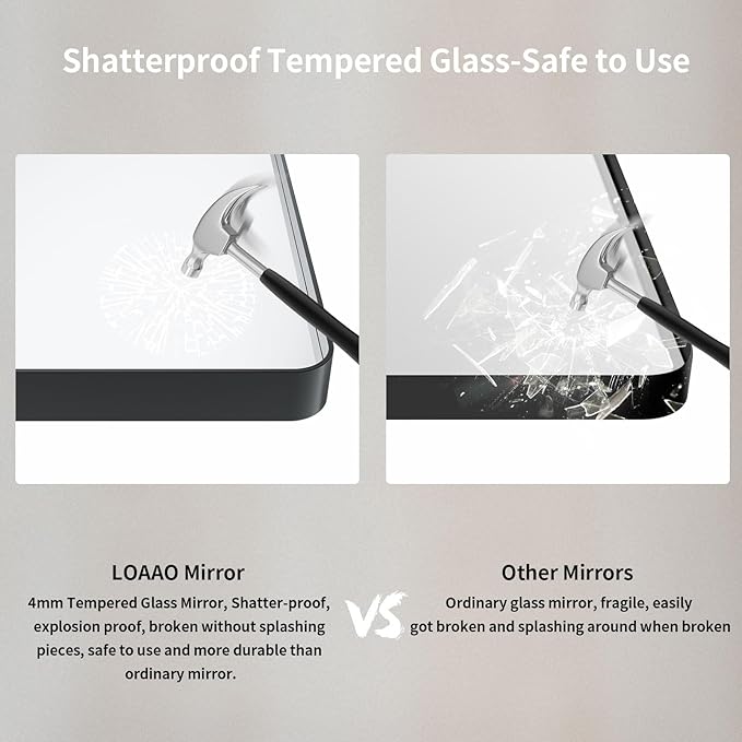 LOAAO 72X40 Inch Black Metal Framed Bathroom Mirror for Wall, Matte Black Bathroom Vanity Mirror Farmhouse, Large Rounded Rectangle Mirror, Anti-Rust, Tempered Glass, Hangs Horizontally or Vertically
