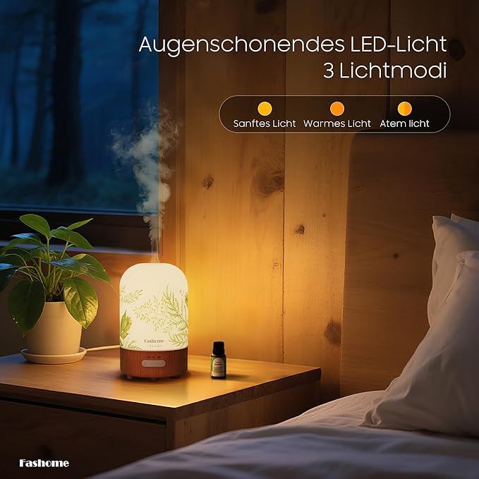 Essential Oil Diffuser with Jasmine Oil, 100ml Ultrasonic Aromatherapy Humidifier, 6 in 1 Scent Vaporizer with Timer and Auto-Off (Summer-Jasmine)