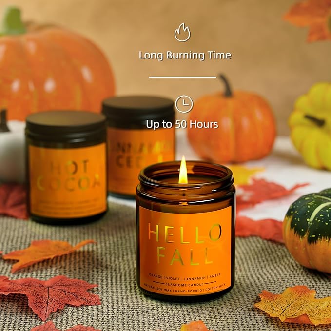 Pumpkin Spice Candle 7 Oz, Warm Pumpkin Spice & Sweet Vanilla Fall Scented Candles for Cozy Autumn Home Décor, Perfect Fall Gift for Pumpkin Lovers, 50 Hour Long Burn