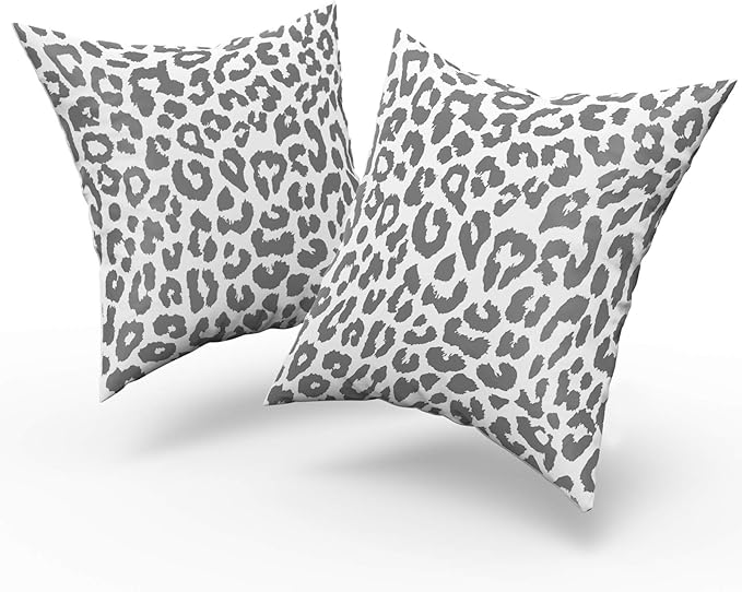 Grey Leopard Print Pillowcase 2pcs Snow Cheetah Animal Print Pillow Covers 18x18 Inch Cheetah Decorative Throw Pillow Cover Watercolor Gray Throw Pillow Cover Cotton Cushion Home Décor
