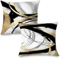 Black White and Gold Pillow Covers, Abstract Black and Gold Pillow Covers 16x16 Set of 2, Modern Boho Home Decor, Black and Gold Decorative Throw Pillows Cover for Couch Living Room Bedroom