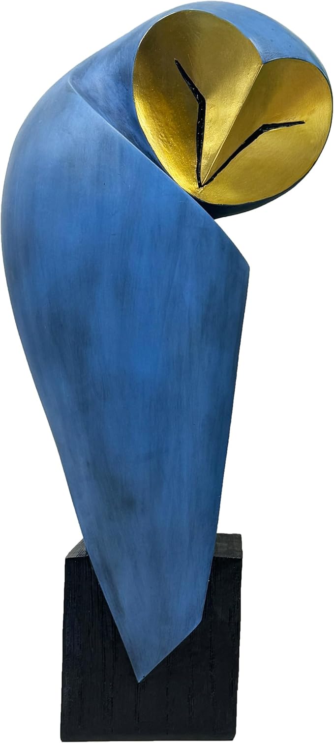 Mid-Century Modern 15 Inch Resin Owl Sculpture - Handmade Vintage Home Decor Statue for Bookshelves, Office Desk, Mantel & Collector Display