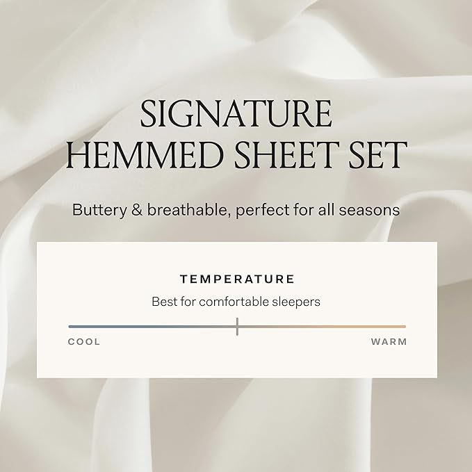 BOLL & BRANCH Signature Hemmed Sheet Set - Twin XL, Mist - Luxury 100% Organic Cotton - Includes 1 Flat, 1 Fitted, 2 Pillowcases - Buttery Soft