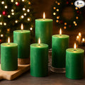 Green Pillar Candles - 6 Packs, 2.8x4 Inch, Unscented Pillar Candles Bulk, 56 Hours Long Burning Candles, Dripless & Smokeless Large Green Candles for Christmas Decor, Fireplace, Christmas,Advent