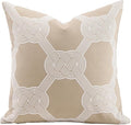 Premium Throw Pillow Covers 20x20 Inches - Oatmeal Gordian Knot Accent Chenille Jacquard Embroidery Decorative Couch Pillow Covers for Living Room Bedroom Sofa Home Décor