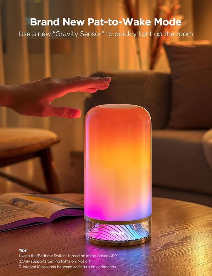 Govee RGBIC Smart Table Lamp 2, Touch Bedside Small Table Lamp Work with Matter, Alexa, LED Desk Lamp with 64 Scene Modes, Color Changing Lamp for Bedroom Living Room Dimmable Night Light(Corded)