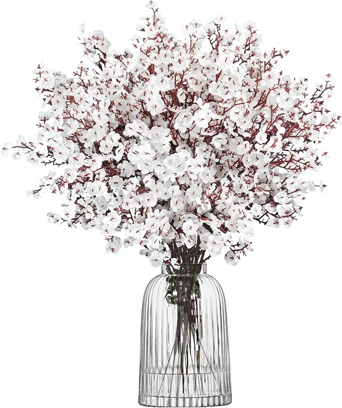 Uieke 30 Pcs Babys Breath Artificial Flowers Fake Silk White Flowers Faux Gypsophila Bouquet Real Touch Floral for Home Wedding Party Centerpieces DIY Décor