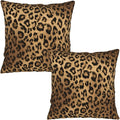 Brown Throw Pillow Covers - Leopard Pillow Cover 22x22 Cheetah Print Cushion Cases Set of 2 for Couch Sofa Porch
