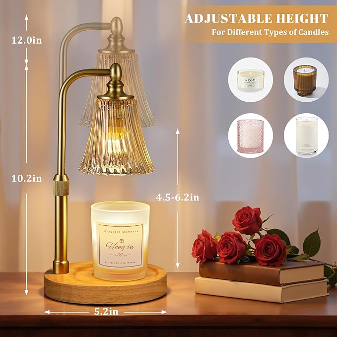 Candle Warmer Lamp with Timer Dimmable,Birthday Gifts for Women Mom Sister,Adjustable Height Wax Melt Warmer for Jar Candles,House Warming Gifts New Home,Ideal for Office,Dorm,Bedroom Home Decor