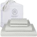 Threadmill Cotton Queen Sheet Set | 100% Cotton Sheets for Queen Size Bed | Damask Jacquard Queen Bed Sheets Set with 16” Deep Pocket | Soft Sateen Weave 4-Piece Cooling Bedding Set | Light Grey