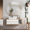 Half Moon Bathroom Mirror 36", Modern Frameless Wall Mirror, Hanging Decorative Vanity Mirror, Minimalist Explosion Proof Semi Circle Mirror for Living Room Bedroom Entryway, Down Cut