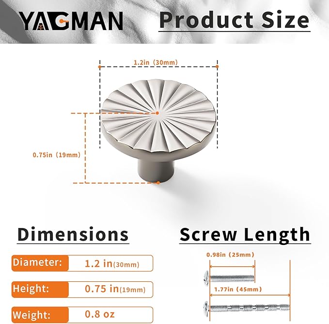 10 Pack Kitchen Cabinet Knobs Round Sunflower Dresser Knob Modern Drawer Hardware Cupboard Handles Furniture Knob for Bathroom Single Hole Knobs for Wardrobe Nickel TYH-BN-K10