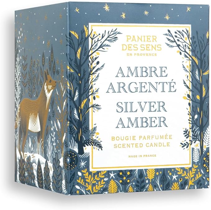 Panier des Sens – Silver Amber Candle – Christmas Clearance Scented Candles – Long Lasting Scented Candles for Home – Winter Candle – 100% Natural Cotton Wick – Decorative Home Gifts - 6.3 oz
