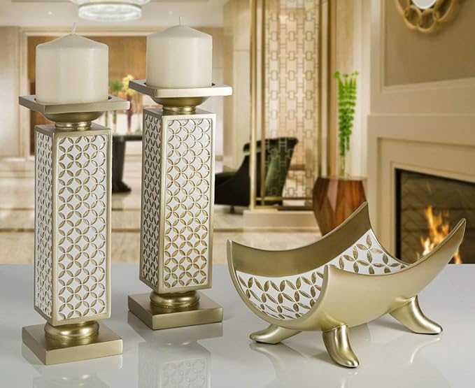 Creative Scents Schonwerk Diamond Lattice Decorative Bowl Table Centerpiece - Home Decor for Living Room, Centerpieces Table Decorations for Dining Room and Coffee Table