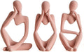 FJS Thinker Statue Shelf Decor - Velvet Collectible Figurines Living Room Decor, Modern Sculptures Home Decorations for Bookshelf Coffee Table Office (Pink Velvet)