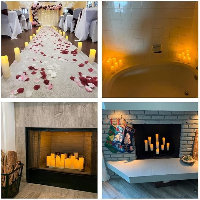 Aignis 24pcs Flameless LED Candles Battery Operated with 10-Key Remote Timer, Outdoor Waterproof Electric Lights, Warm Flickering Glow for Cozy Home/Wedding/Holiday Décor (D2.2'' x H4''/5''/6''/7'')