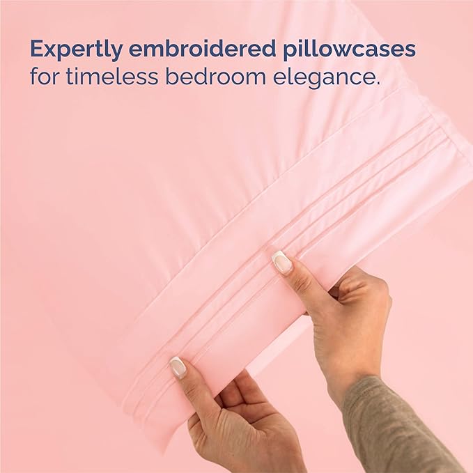 King Size 4 Piece Sheet Set - Comfy Breathable & Cooling Bed Sheets Set - Hotel Luxury Bedding for Women, Men, Kids, Teens, Boys & Girls - Deep Pockets, Ultra-Soft, Wrinkle Free - Oeko-Tex - Baby Pink