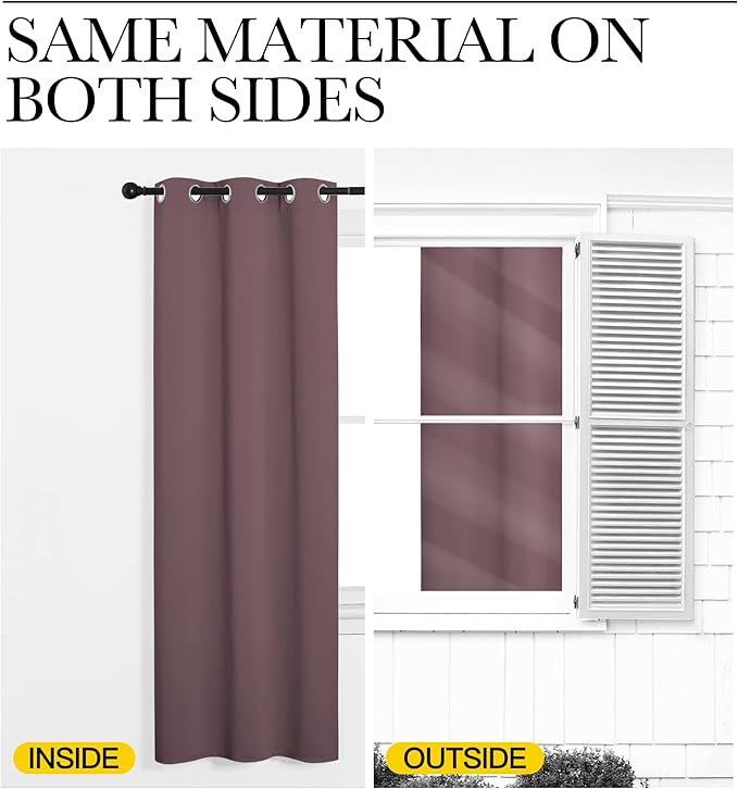 NICETOWN Bedroom Curtain Panels Blackout Draperies, 1 Pair, 29 by 45 inches, Dry Rose, Thermal Insulated Solid Grommet Blackout Curtains/Drapes