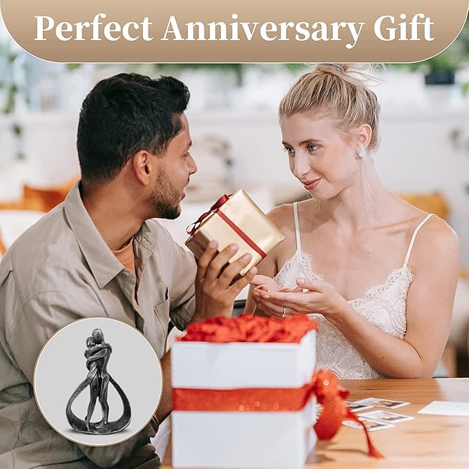 Resin Couple Modern Sculptures Romantic Gift for Weddings Valentine's Day and Anniversaries Decoration Figurine for Girlfriend, Bridal Shower, Engagement (Classic Retro Color)