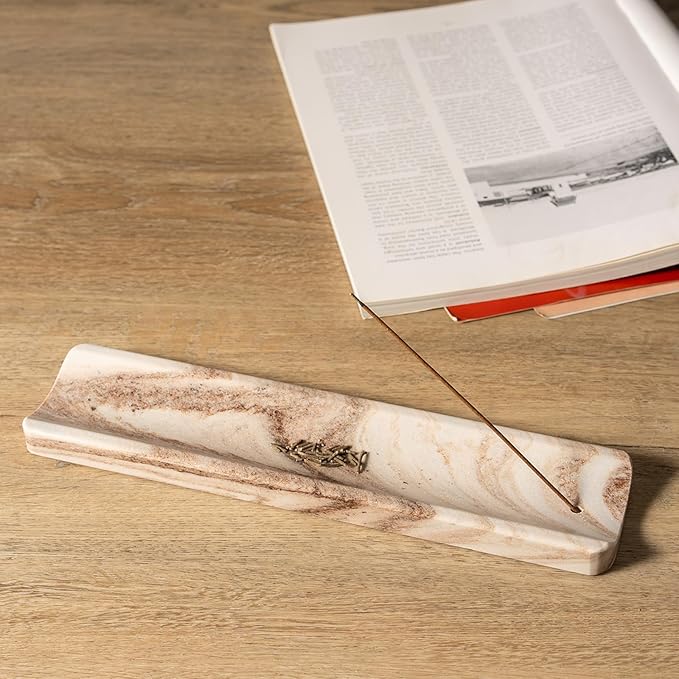 Koville Marble Incense Holder, Incense Holder for Sticks, Incense Sticks Holder Ash Catcher for Meditation Yoga SPA, Natural Stone Incense Burner, Home Table Decor