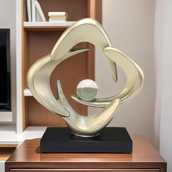 Modern Home Decor Abstract Decorative Sculpture Decorations for Living Room Dining Room Office, Resin Art Statues Coffee Table Bookshelf Decor Accents (Gold)