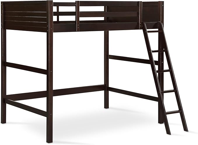 DHP Denver Full Size Loft Bed, Espresso Finish, Sturdy Wood Construction, Space-Saving Design, Kids Loft Bed