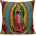 WONDERTIFY Pillow Cover Our Lady Guadalupe Mexican Saint Virgin Mary - Soft Linen Pillow Case for Decorative Bedroom/Livingroom/Sofa/Farm House - Couch Pillow Cushion Covers 18x18 Inch