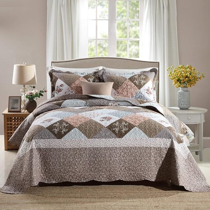 Travan 2-Piece Twin Quilt Sets with Sham Oversized Bedding Bedspread Reversible Soft Coverlet Set, Twin Size