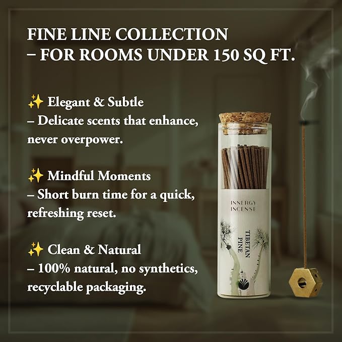 Purify & Center - Innergy Tibetan Pine Incense Sticks, Natural Mountain Herbs for Space Cleansing, 150 Sticks