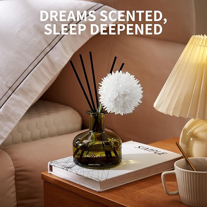 Flower Reed Diffusers Set, 7.10 oz Cedar Scented Diffuser with 7 Sticks, Long Lasting Home Fragrance for 120 Days, Perfect for Bathroom, Shelf Decor, Air Fresheners