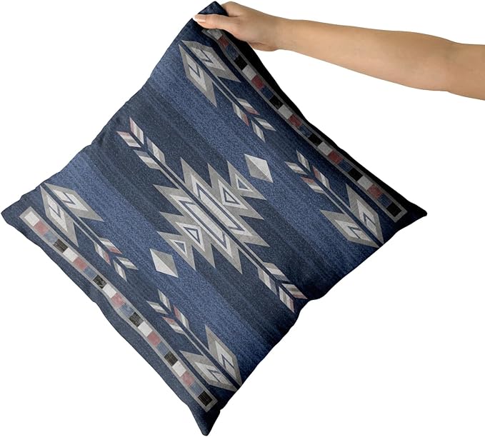 Giwawa Southwestern Throw Pillow Covers, Navy Blue Grey Native American Pillow Cases Set of 2, Ethnic Tribal Geometric Square Cushion Covers Double Sided for Sofa Porch Bedding Patio Decor, 20x20 Inch