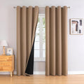 ChrisDowa 100% Blackout Curtains for Bedroom with Black Liner, 2 Thick Layers Total Blackout Thermal Insulated Grommet Window Curtains 2 Panels Set (Cappuccino, 52 x 72 Inch)