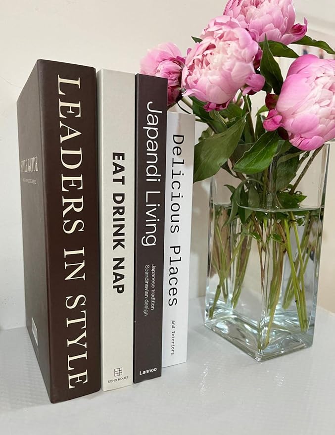 MINI ZOZI Faux Books For Decoration Fake Book Decor Decorative Books For Home Decor Bookshelf Preppy Book Home Decor Set Coffee Table Decorations For Living Room White Cover Fashion Decorative Stacked