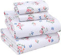 RUVANTI 100% Cotton King Size Sheets Set, 4 Pieces, Soft & Breathable Percale Weave Bedding, Deep Pocket 16", Hotel Standard, Crisp Cool Feel, Durable, Perfect Floral Bed Sheet, Funa Flora