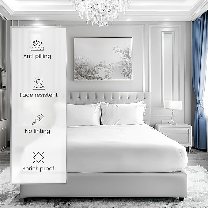 CHATEAU HOME COLLECTION Twin Sheet Set, 1000 Thread Count Sheets Twin Size Cotton, Deep Pocket Twin Sheets Cotton Bedding Sheets & Pillowcases(Upto 17"), Sateen Weave Luxury Bed Sheets, White