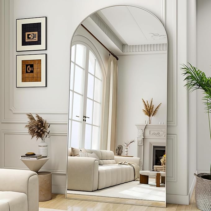 36"x78" Extra Large Arched Full Length Mirror - Leaning Mirror Arch Wall-Mounted Mirrors - Aluminum Alloy Frame Modern Simple Home Decor - for Living Room Bedroom Cloakroom