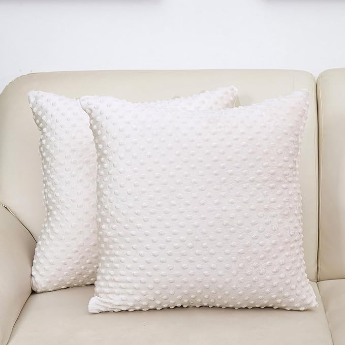 2 Packs Throw Pillow Covers, Neutral Decorative Couch Pillow Cover for Living Room Bed Sofa Rustic Farmhouse Boho Home Decor, Soft Plush Cushion Case Slipcover (Beige, 20"x 20")