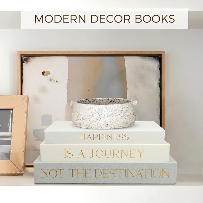 Set of 3 Linen Decorative Books for Home Decor,Modern Faux Decor Book Stack for Decoration,Aesthetic Books for Coffee Table/Bookshelf/Mantel Decor,Photo Storage or Keepsake Box for Decor