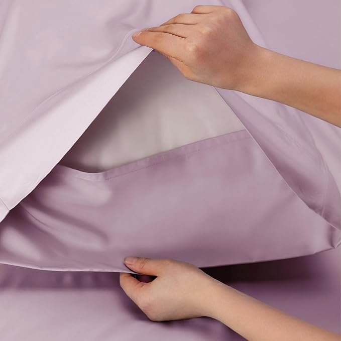 Bedsure Cooling Sheets Twin XL, Rayon Derived from Bamboo, Breathable & Soft Twin XL Sheet Sets, Deep Pocket Up to 16 Inches, Hotel Luxury Silky Dorm Bedding for Hot Sleepers, Lavender