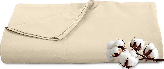 Royale Linens 300 Thread Count 100% Long Staple Combed Cotton Flat Sheet - Super Soft - Top Sheets - Full Flat Sheet Sold Separately - Breathable, Cool & Crisp Percale Sheets Only (Full, Cream)
