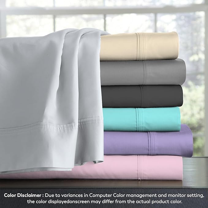 Supreme Elegance Organic Cotton King Sheet Set – 100% Percale Weave, Crisp & Breathable Cooling Bed Sheets, Deep Pocket Fits up to 18″ Mattress, Soft, Durable & Lightweight, Blush, 4-Piece Bedding Set
