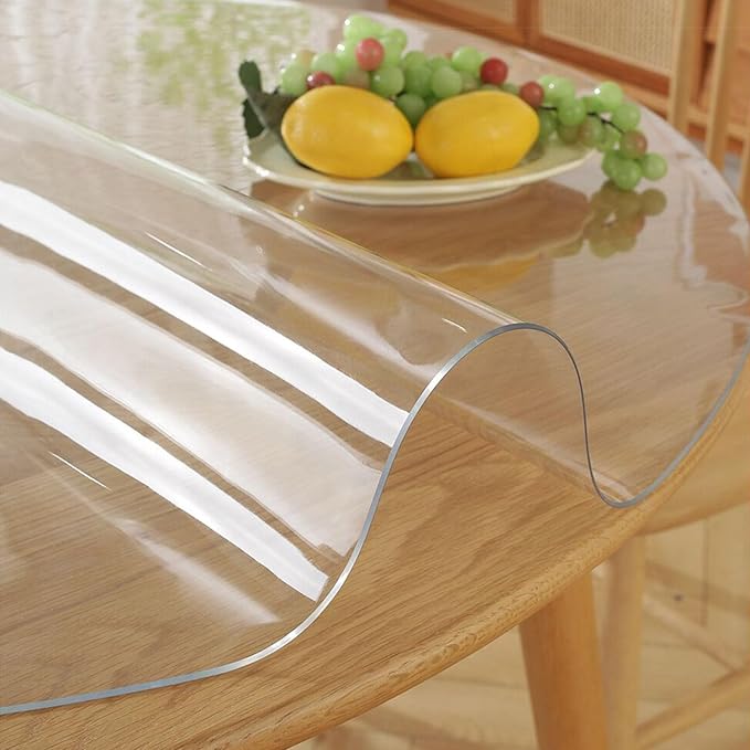 24 Inch 2ft Round Clear Table Protector Tablecloth Cover Desk Top Pad Mat for Glass Furniture Coffee Marble End Bed Sofa Side Bistro Bar Night Stand Cocktail Dining Room Table Thick Plastic PVC Vinyl