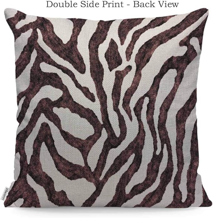 WONDERTIFY Pillow Cover Zebra Skin Pattern Nature Animal Print Brown White - Soft Linen Pillow Case for Decorative Bedroom/Livingroom/Sofa/Farm House - Cushion Covers 18x18 Inch 45x45 cm