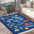 Boho Rug Cute Undersea World Deep Ocean sea Fish Octopus Scandinavian Chic Area Rug Washable Hallway Runner Rug Mat Pad Minimalist Nursery Decor for Living Room Bedroom Playroom Classroom