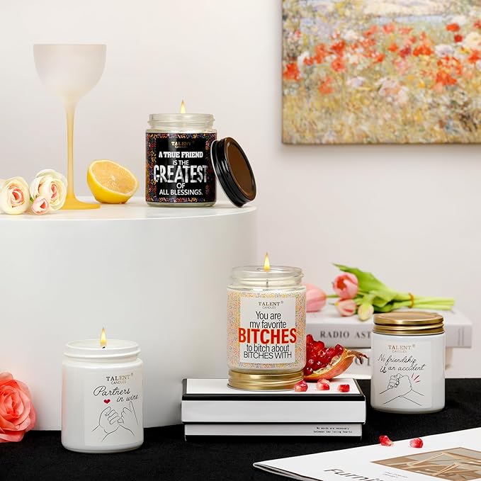 Best Friend Candle - Friendship Gifts for Women & Men - Scented Candle Funny Birthday Gifts - Champagne Cassis & Honey Scented Candle