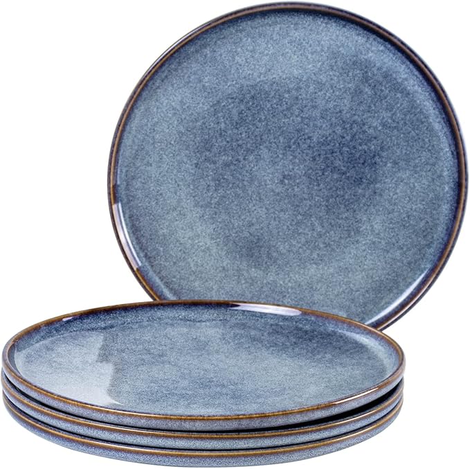 UNICASA Ceramic Large Dinner Plates - 11 Inch Dessert, Salad Plate Set of 4 for Steak, Pasta, Dinnerware Sets, Scratch Resistant - Porcelain Serving Dishes, Dishwasher & Microwave Safe (Blue)