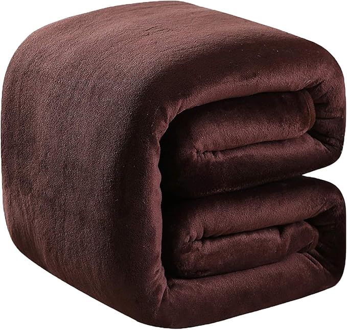 Richave Fleece Blanket King Size 350GSM Lightweight Throw for The Bed Warm Sofa Blanket 90" x 108"(Brown King)