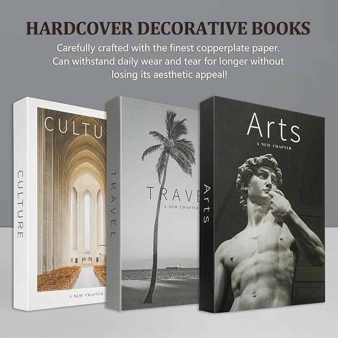 Decorative Books Set, Storage Box for Entry Table, Decorative Stacked Books Decor, Shelf Decor Accents Decorative Books, Decor Books for Home Decor, Faux Books for Decoration Home, Office